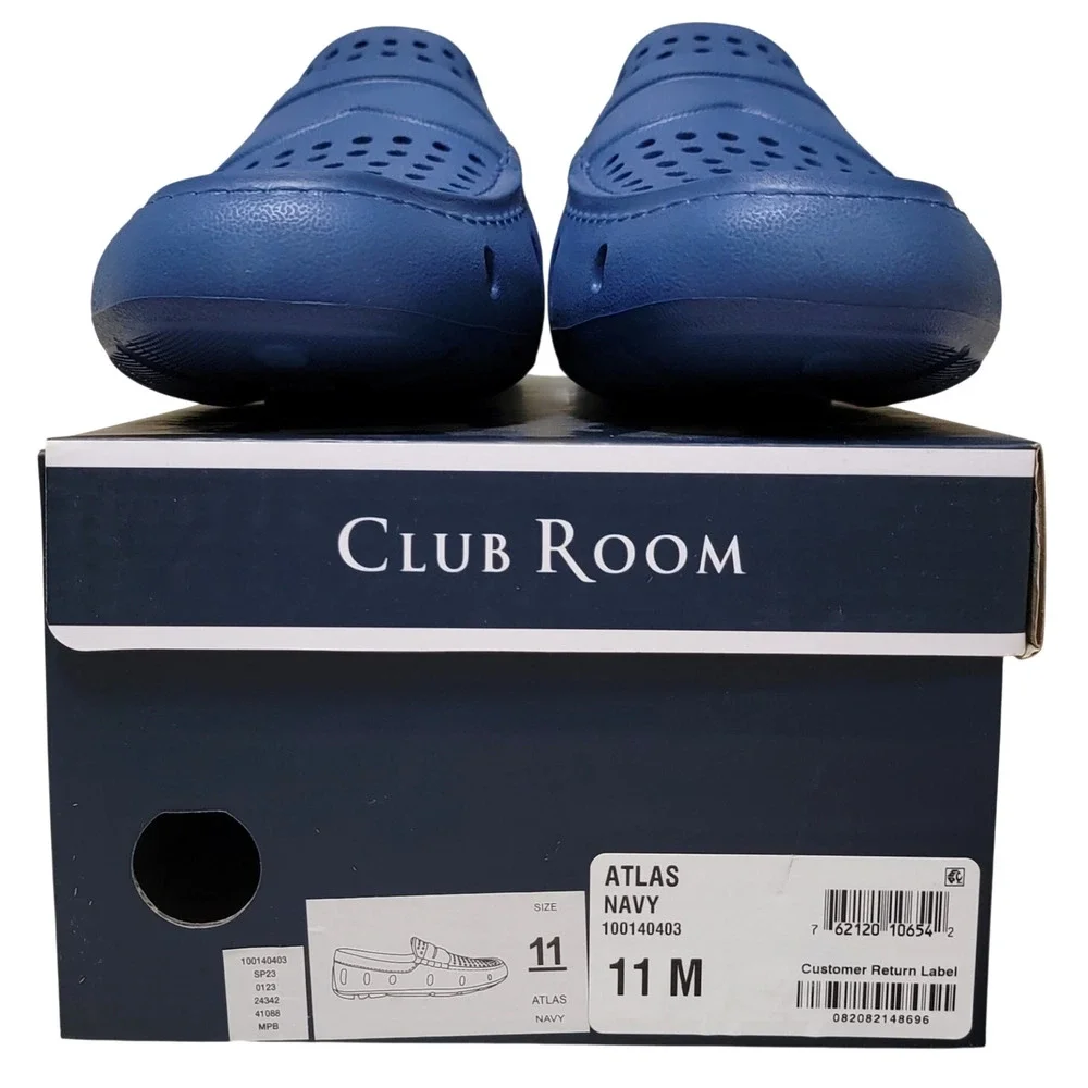Club Room Men Size US 11M Atlas Perforated Slip On Driver Loafers Navy Blue EVA